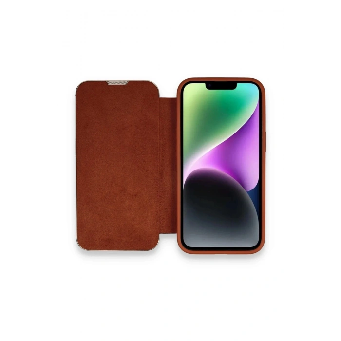 Durukar®  iPhone 14 Pro Max Kılıf Dolpin Kapaklı - Kahverengi