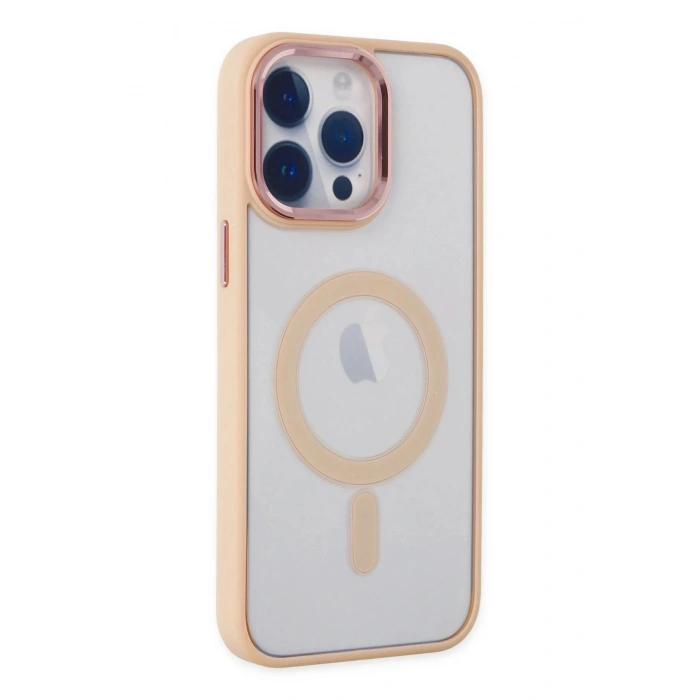 Durukar®  iPhone 14 Pro Max Kılıf Room Magneticsafe Silikon - Pudra