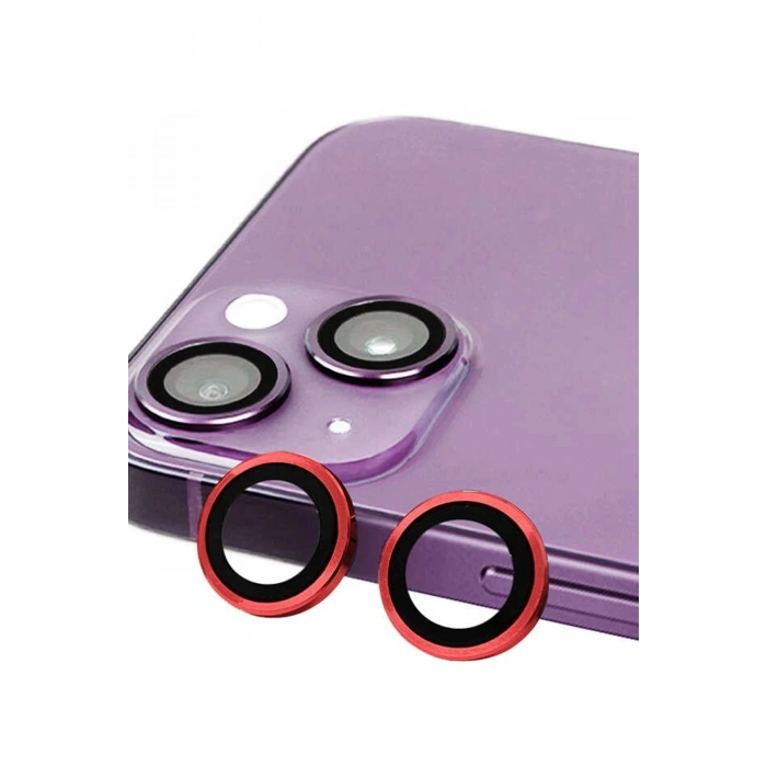 Mey İthalat®  iPhone 14 Raze Metal Kamera Lens - Kırmızı