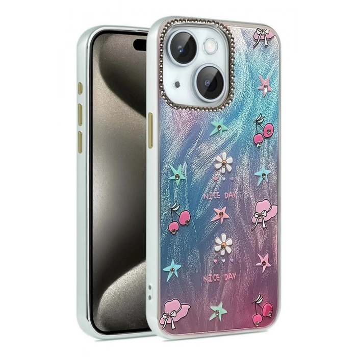Durukar®  iPhone 15 Plus Kılıf Blade Aynalı Desenli Kapak - Desen 4