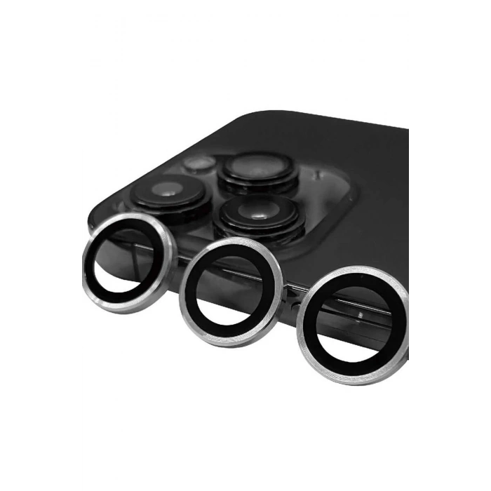 Mey İthalat®  iPhone 15 Pro Max Raze Metal Kamera Lens - Gümüş