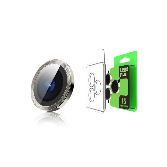 Mey İthalat®  iPhone 15 Pro Max Raze Metal Kamera Lens - Gümüş