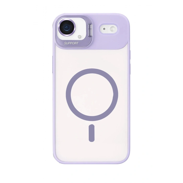 Durukar®   iPhone 17 Air Remim Lensli Magsafe Standlı Kapak - Lila