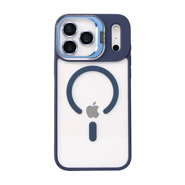 Durukar®   iPhone 17 Pro Max Remim Lensli Magsafe Standlı Kapak - Lacivert
