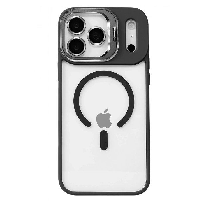 Durukar®   iPhone 17 Pro Max Remim Lensli Magsafe Standlı Kapak - Siyah