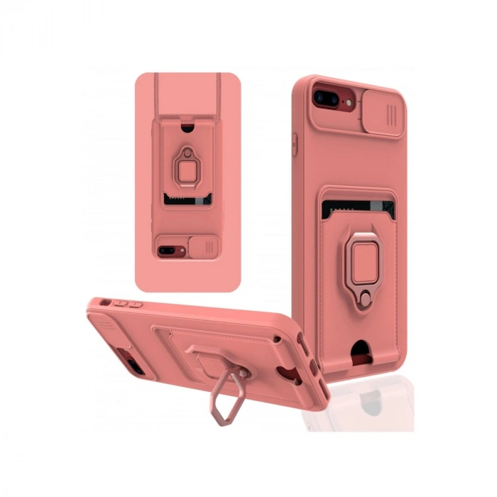 Durukar®  iPhone 7 Plus Kılıf Zuma Kartvizitli Yüzüklü Silikon - Pembe
