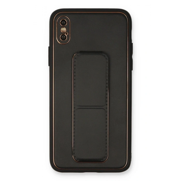 Durukar®  iPhone XS Max Kılıf Coco Deri Standlı Kapak - Siyah