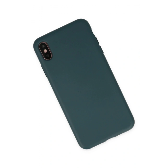 Durukar®  iPhone XS Max Kılıf Nano içi Kadife Silikon - Koyu Yeşil