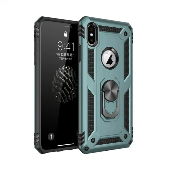 Durukar®  iPhone XS Max Kılıf Sofya Yüzüklü Silikon Kapak - Yeşil