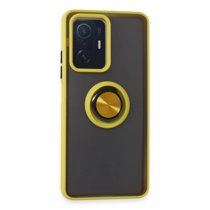 Durukar®   Mi 11T Pro Kılıf Montreal Yüzüklü Silikon Kapak - Sarı