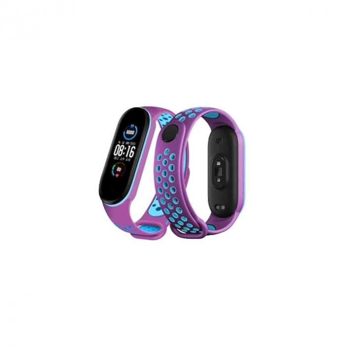 Durukar®   Mi Band 6 Spor Delikli Kordon - Mor-Mavi