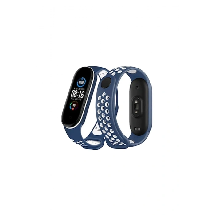 Durukar®   Mi Band 7 Spor Delikli Kordon - Lacivert-Beyaz
