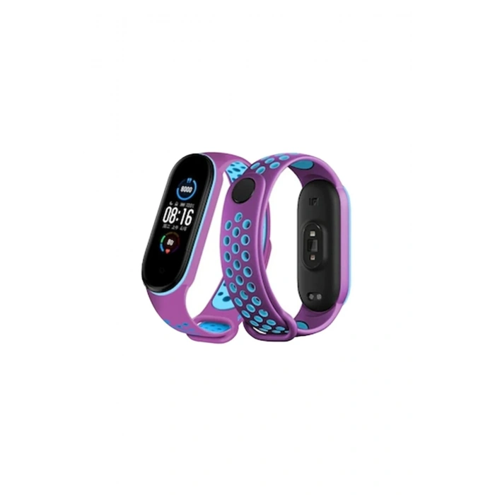 Durukar®   Mi Band 7 Spor Delikli Kordon - Mor-Mavi