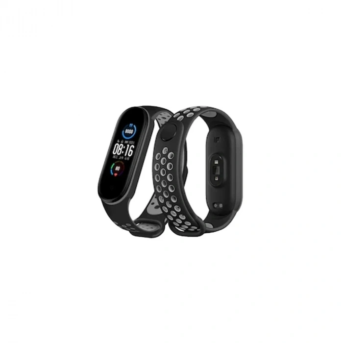 Durukar®   Mi Band 7 Spor Delikli Kordon - Siyah-Gri