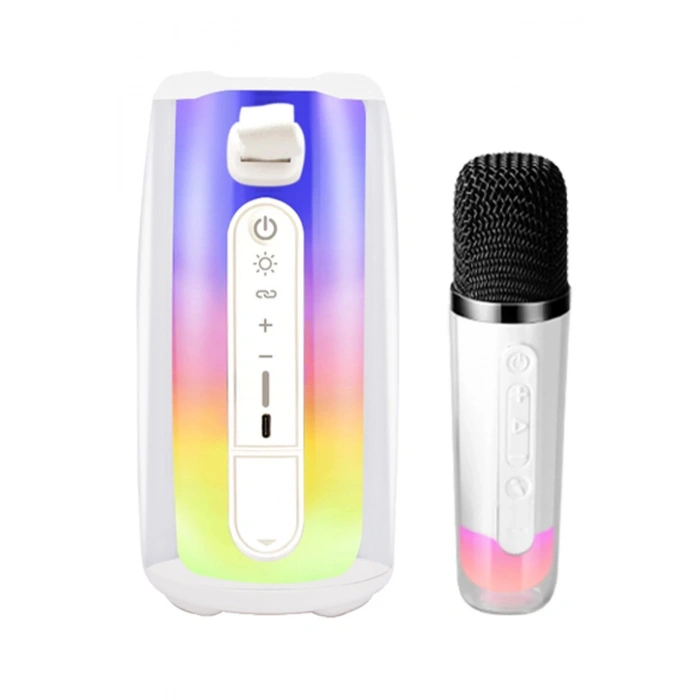 Durukar®  Pluse 7 Mikrofonlu RGB Kablosuz Hoparlör - Beyaz