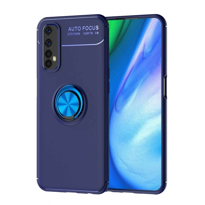 Durukar®  Realme 7 Kılıf Range Yüzüklü Silikon - Mavi