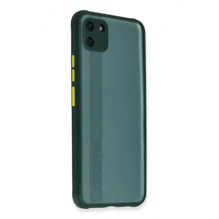 Durukar®  Realme C11 Kılıf Miami Şeffaf Silikon - Koyu Yeşil