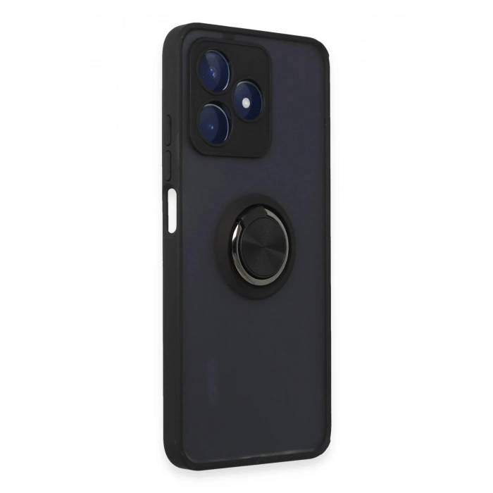 Durukar®  Realme C53 Kılıf Montreal Yüzüklü Silikon Kapak - Siyah