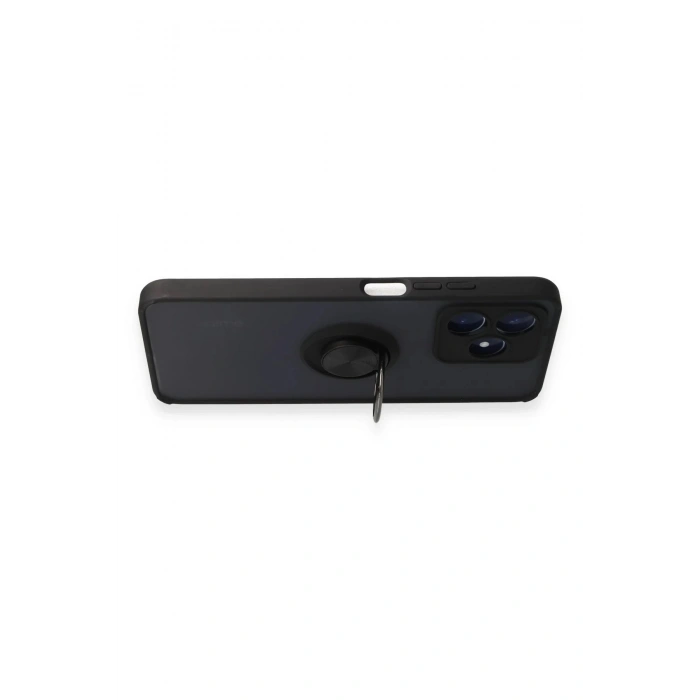 Durukar®  Realme C53 Kılıf Montreal Yüzüklü Silikon Kapak - Siyah