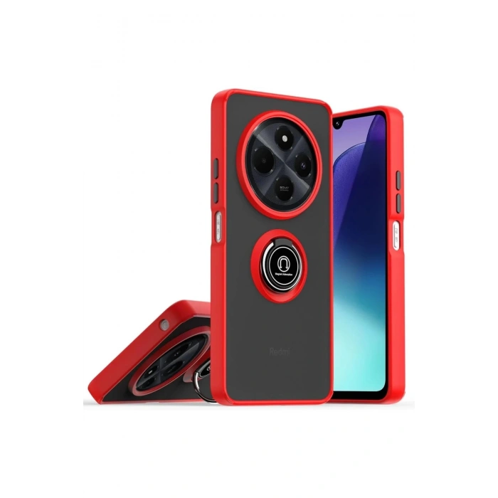 Durukar®  Realme C75 4G Kılıf Montreal Yüzüklü Silikon Kapak - Kırmızı