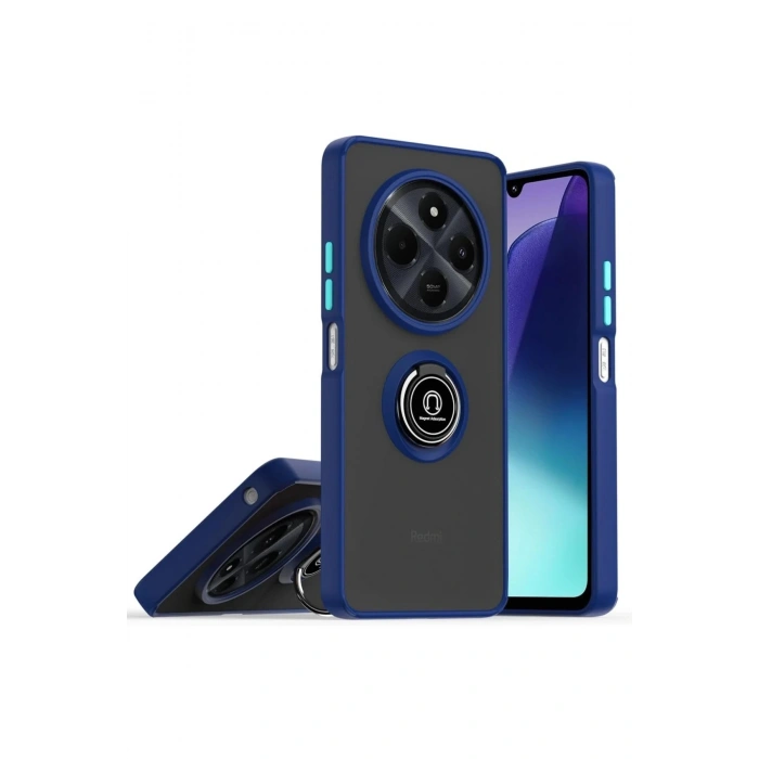 Durukar®  Realme C75 4G Kılıf Montreal Yüzüklü Silikon Kapak - Lacivert
