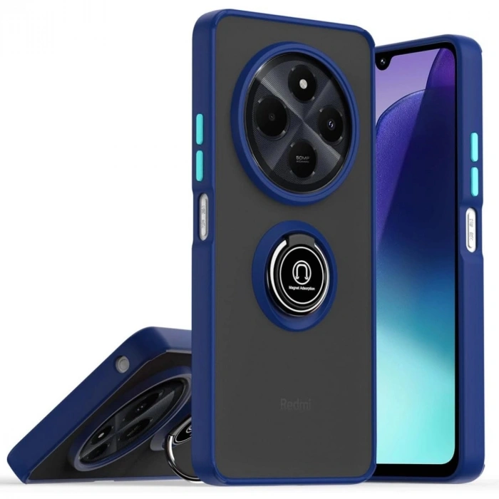 Durukar®  Realme C75 4G Kılıf Montreal Yüzüklü Silikon Kapak - Lacivert