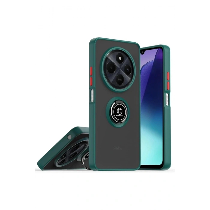 Durukar®  Realme C75 4G Kılıf Montreal Yüzüklü Silikon Kapak - Yeşil