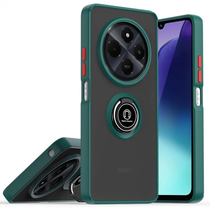 Durukar®  Realme C75 4G Kılıf Montreal Yüzüklü Silikon Kapak - Yeşil