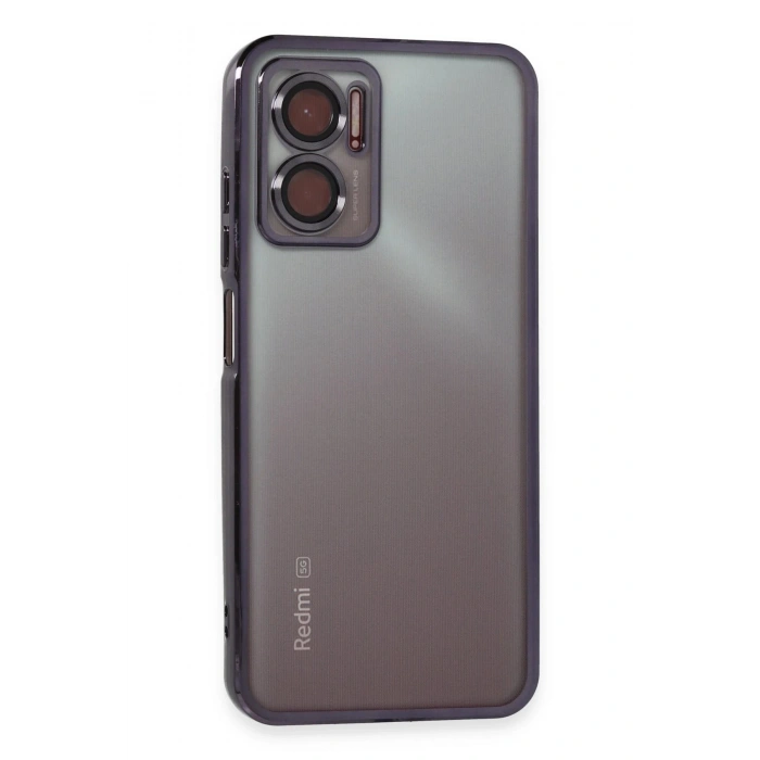 Mey İthalat®   Redmi 10 5G Kılıf  Lensli Silikon - Mor