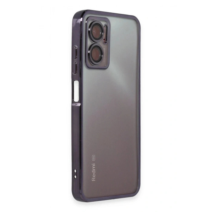 Mey İthalat®   Redmi 10 5G Kılıf  Lensli Silikon - Mor