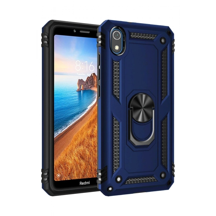 Durukar®   Redmi 7A Kılıf Sofya Yüzüklü Silikon Kapak - Lacivert