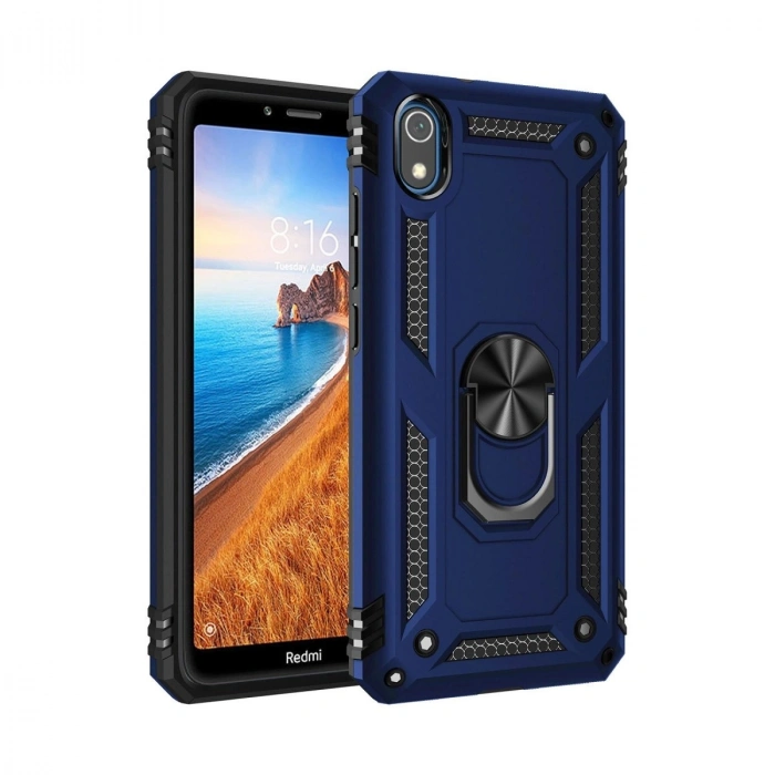 Durukar®   Redmi 7A Kılıf Sofya Yüzüklü Silikon Kapak - Lacivert