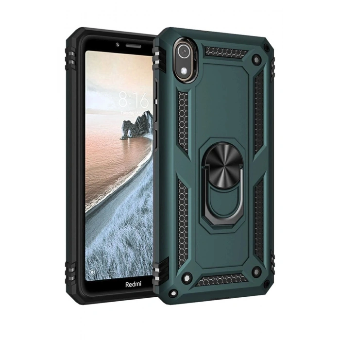 Durukar®   Redmi 7A Kılıf Sofya Yüzüklü Silikon Kapak - Yeşil
