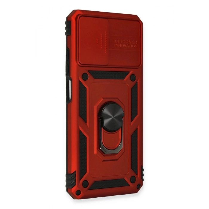 Durukar®   Redmi Note 10 Kılıf Pars Lens Yüzüklü Silikon - Kırmızı