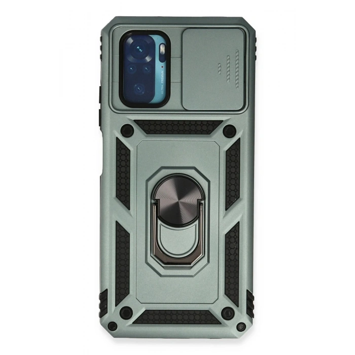 Durukar®   Redmi Note 10 Kılıf Pars Lens Yüzüklü Silikon - Yeşil
