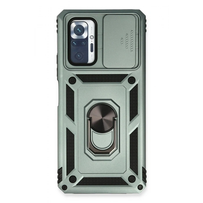 Durukar®   Redmi Note 10 Pro Kılıf Pars Lens Yüzüklü Silikon - Yeşil