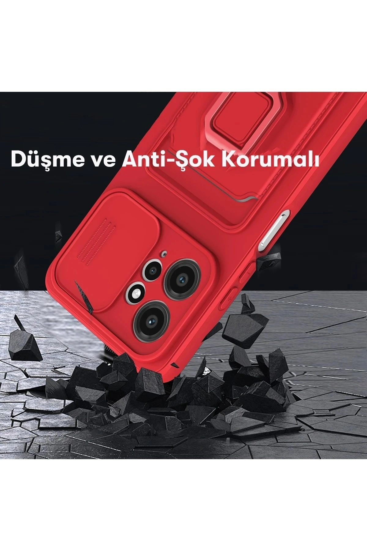 Durukar®   Redmi Note 12 4G Kılıf Zuma Kartvizitli Yüzüklü Silikon - Kırmızı