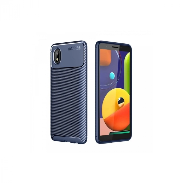 Mey İthalat®  Samsung Galaxy A01 Core Kılıf Auto Focus Karbon Kapak - Lacivert