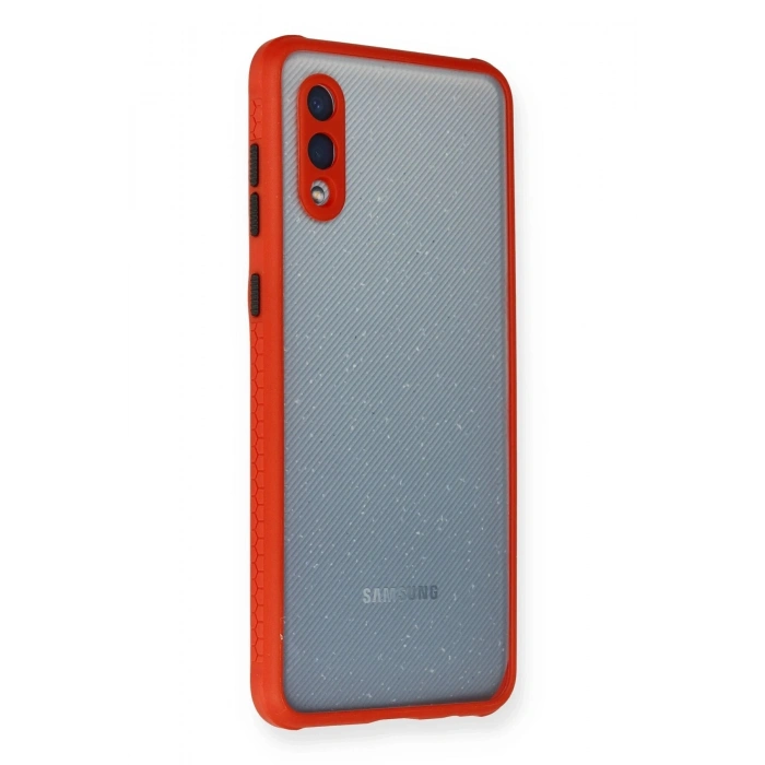 Durukar®  Samsung Galaxy A02 Kılıf Miami Şeffaf Silikon - Kırmızı