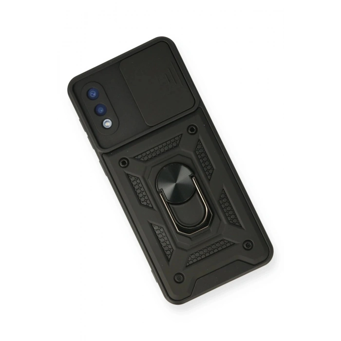 Durukar®  Samsung Galaxy A02 Kılıf Pars Lens Yüzüklü Silikon - Siyah