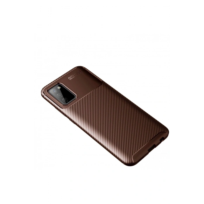 Durukar®  Samsung Galaxy A02S Kılıf Auto Focus Karbon Kapak - Kahverengi