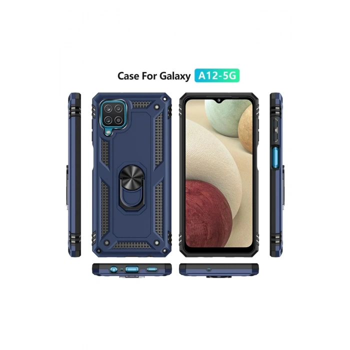 Durukar®  Samsung Galaxy A22 Kılıf Sofya Yüzüklü Silikon Kapak - Lacivert
