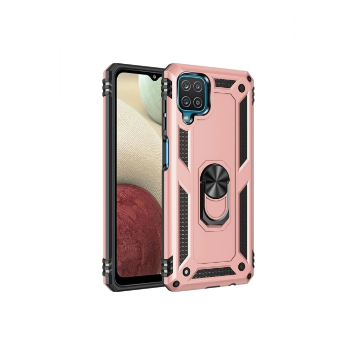 Mey İthalat®  Samsung Galaxy A22 Kılıf Sofya Yüzüklü Silikon Kapak - Rose