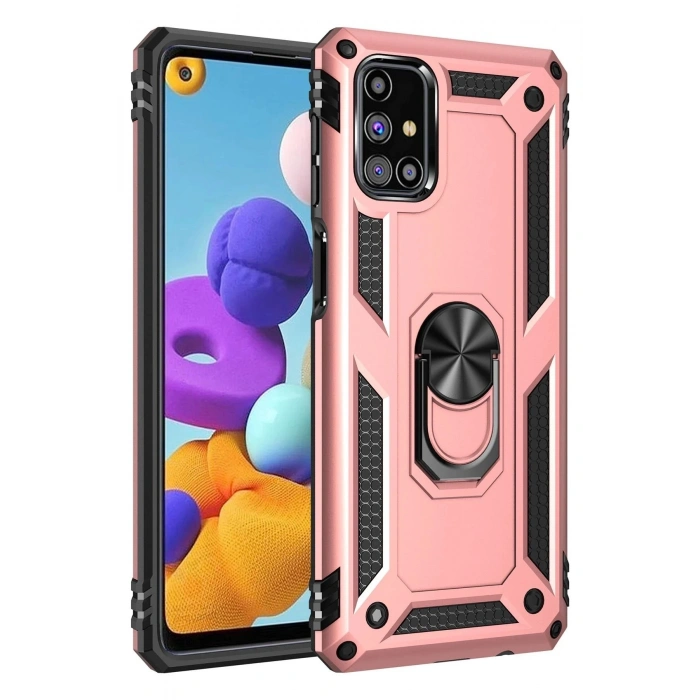 Durukar®  Samsung Galaxy M31S Kılıf Sofya Yüzüklü Silikon Kapak - Rose