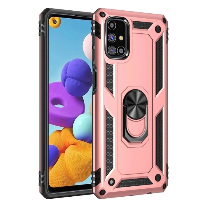 Durukar®  Samsung Galaxy M31S Kılıf Sofya Yüzüklü Silikon Kapak - Rose