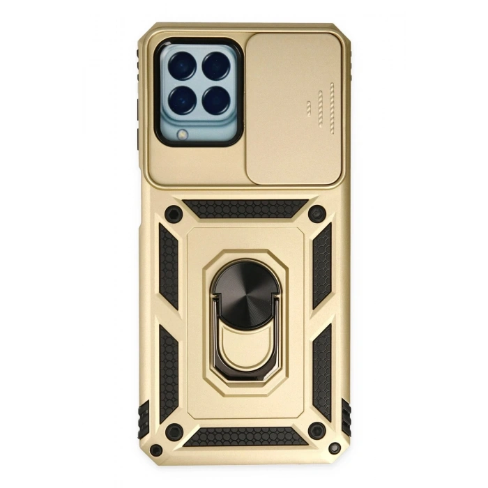 Durukar®  Samsung Galaxy M33 Kılıf Pars Lens Yüzüklü Silikon - Gold