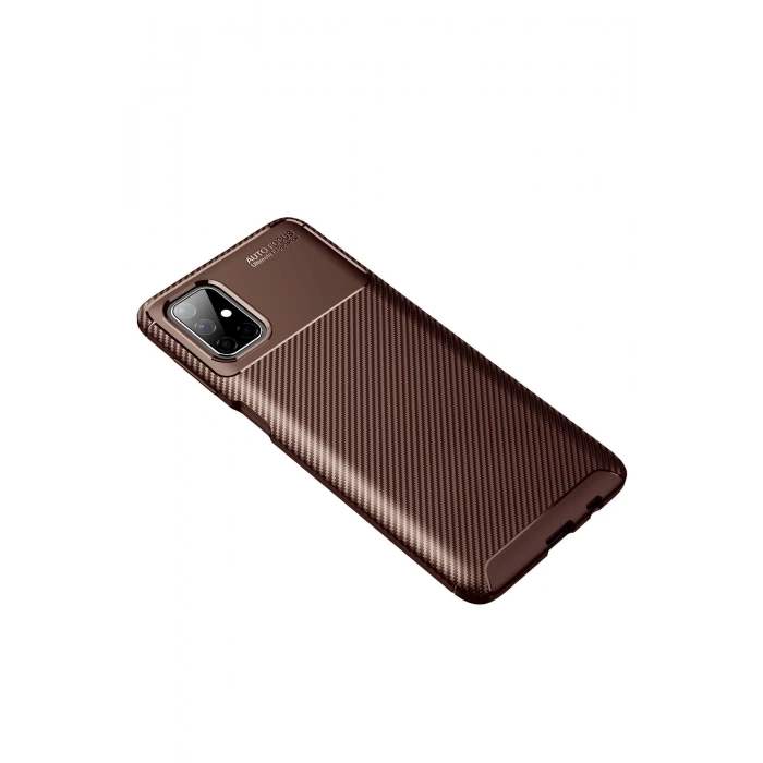 Durukar®  Samsung Galaxy M51 Kılıf Auto Focus Karbon Kapak - Kahverengi