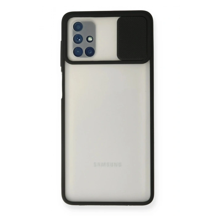 Durukar®  Samsung Galaxy M51 Kılıf Palm Buzlu Kamera Sürgülü Silikon - Siyah