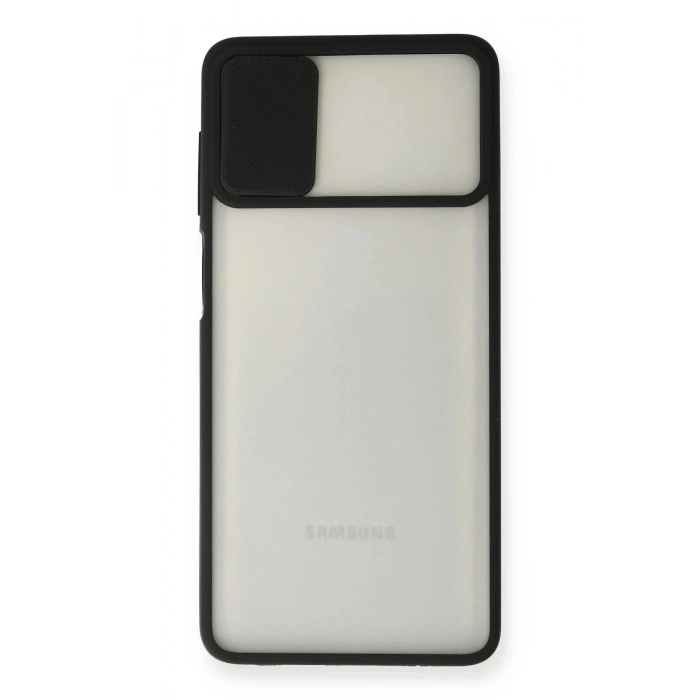 Durukar®  Samsung Galaxy M51 Kılıf Palm Buzlu Kamera Sürgülü Silikon - Siyah