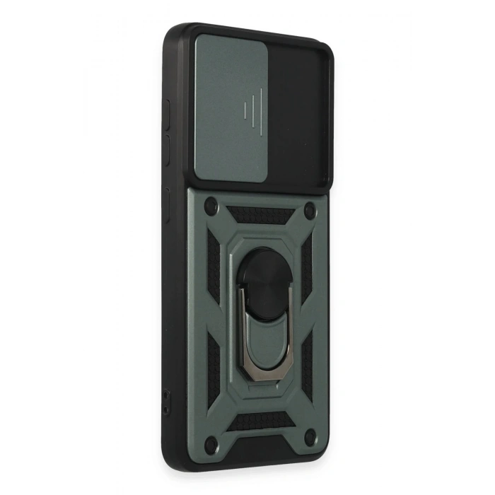 Durukar®  Samsung Galaxy S21 FE Kılıf Pars Lens Yüzüklü Silikon - Yeşil